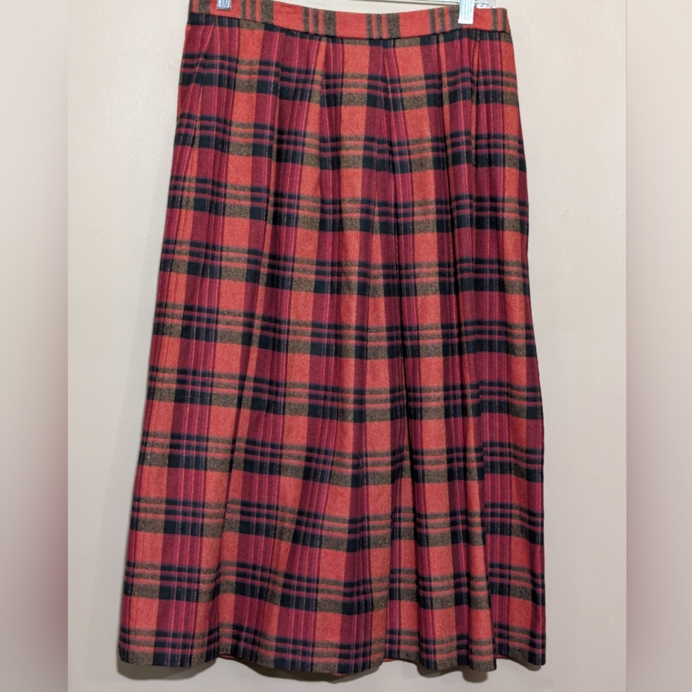 Vtg 70s Jones New York Red Check Midi Maxi Skirt Size 14